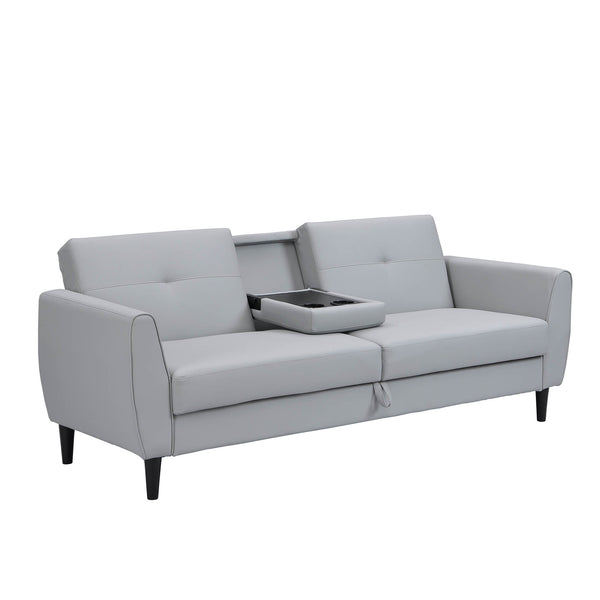 Latimer Grey Faux Leather 3-Seater Storage Sofa Bed