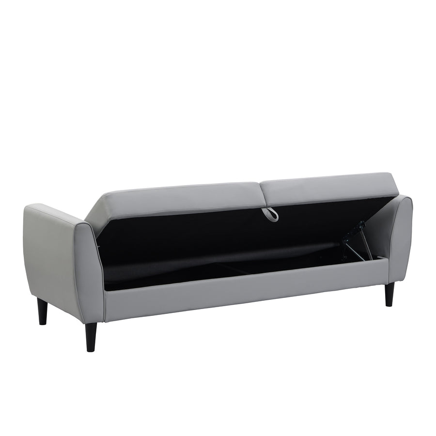 Latimer Grey Faux Leather 3-Seater Storage Sofa Bed