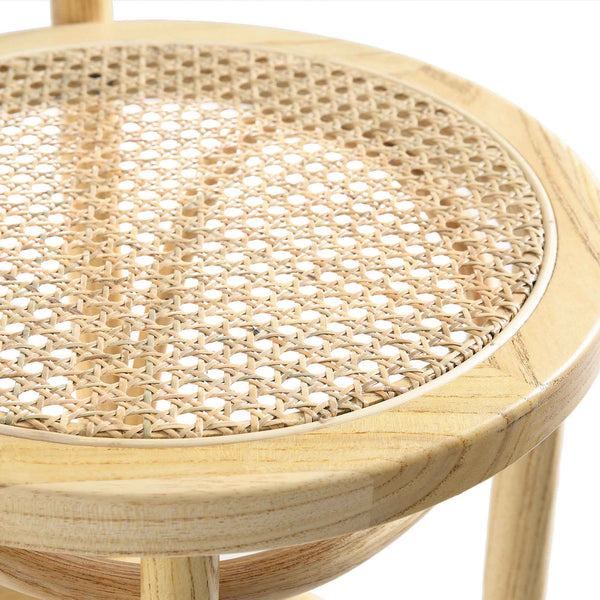 Camille Elm Wood and Rattan Bentwood Counter Stool, Natural