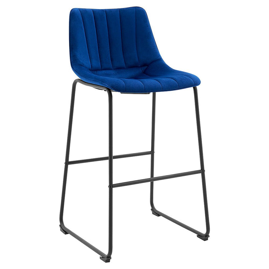 Sutton Set of 2 Bar Stools with Fluted Back (Blue Velvet)