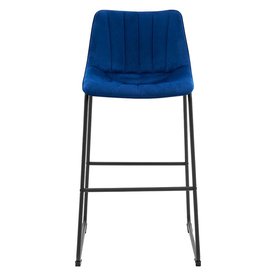 Sutton Set of 2 Bar Stools with Fluted Back (Blue Velvet)