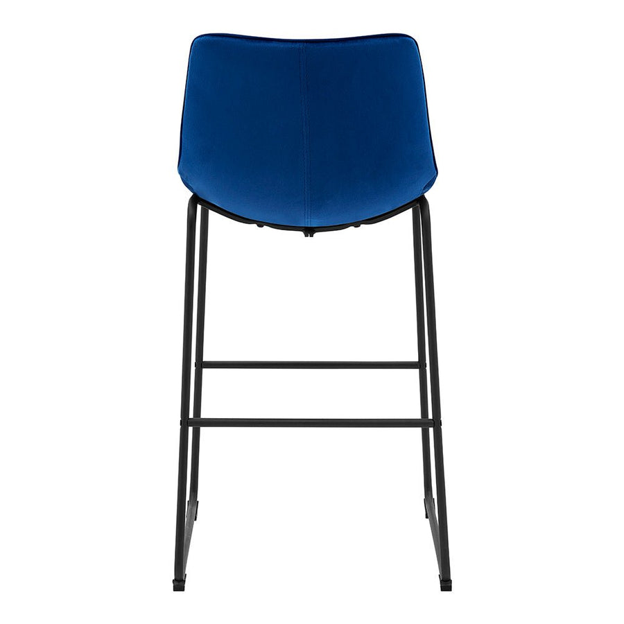 Sutton Set of 2 Bar Stools with Fluted Back (Blue Velvet)