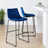 Sutton Set of 2 Barstools with Fluted Back (Blue Velvet) - daals