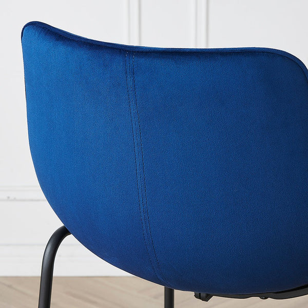 Sutton Set of 2 Barstools with Fluted Back (Blue Velvet)