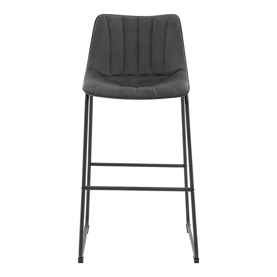 Sutton Set of 2 Bar Stools with Fluted Back (Grey Velvet)