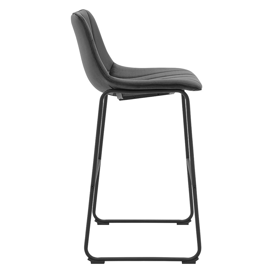 Sutton Set of 2 Bar Stools with Fluted Back (Grey Velvet)
