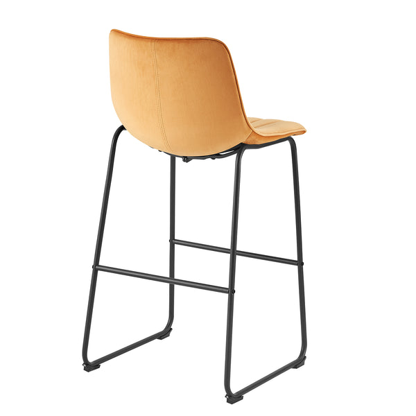 Sutton Set of 2 Barstools with Fluted Back (Mustard Velvet)