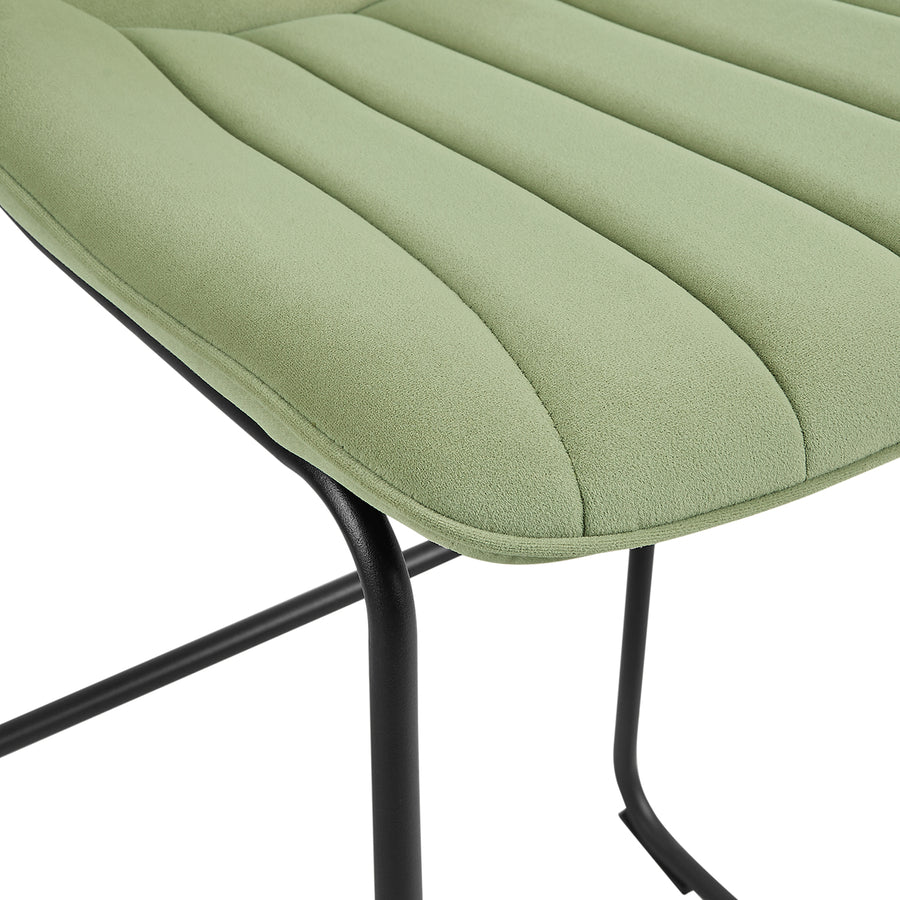 Sutton Set of 2 Bar Stools with Fluted Back (Sage Green Velvet)