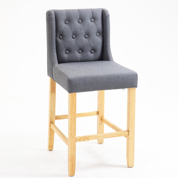 Harbury Set of 2 Buttoned Bar Stools (Light Grey Linen)