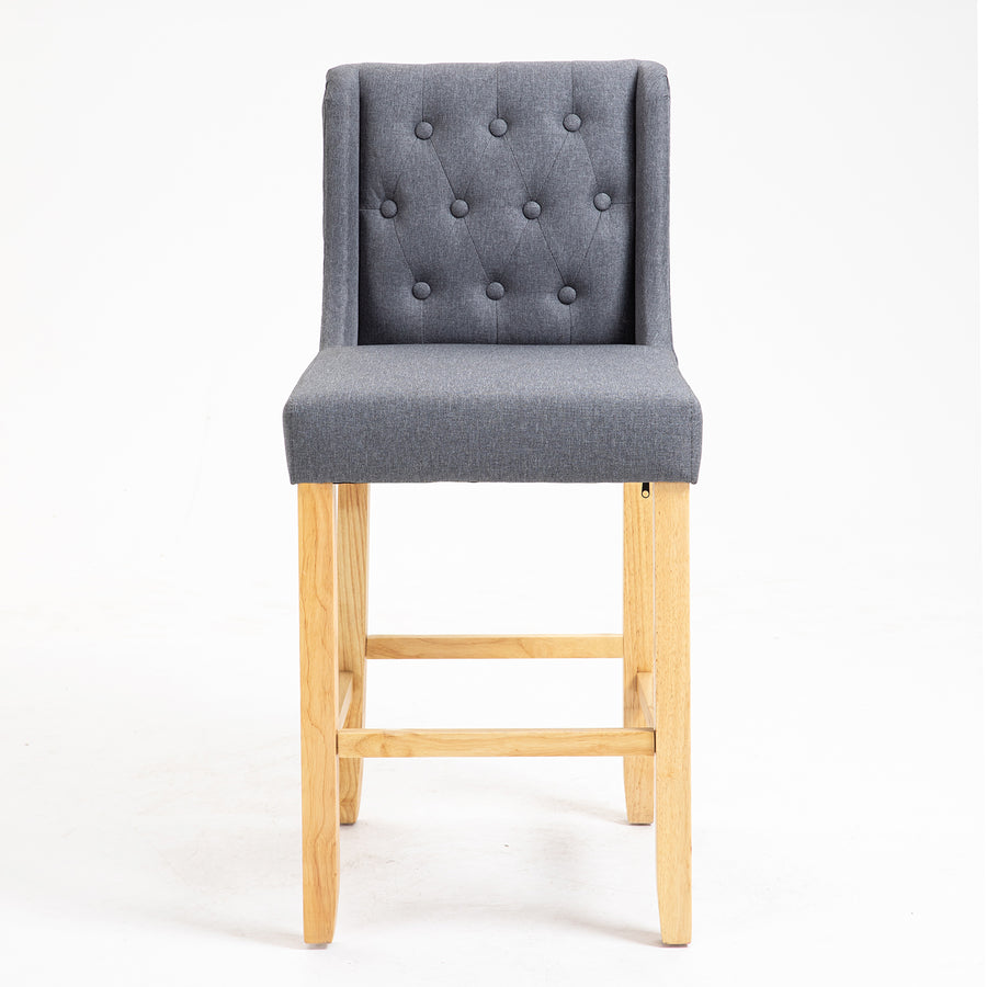 Harbury Set of 2 Buttoned Bar Stools (Light Grey Linen)