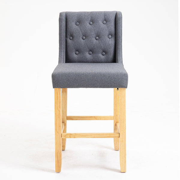 Harbury Set of 2 Buttoned Bar Stools (Light Grey Linen)