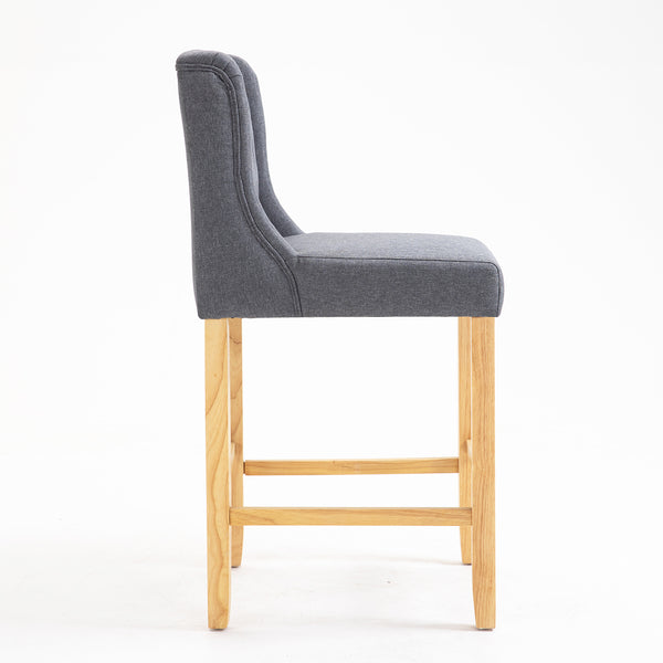 Harbury Set of 2 Buttoned Bar Stools (Light Grey Linen)