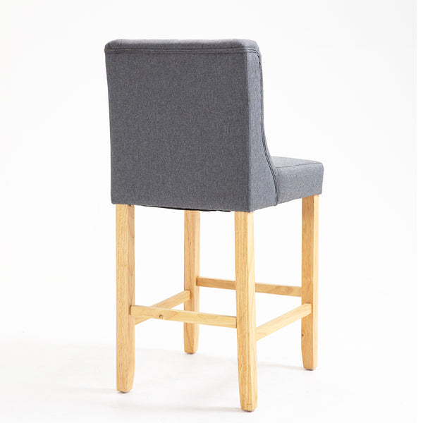 Harbury Set of 2 Buttoned Bar Stools (Light Grey Linen)