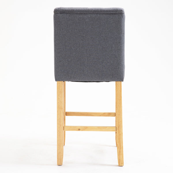 Harbury Set of 2 Buttoned Bar Stools (Light Grey Linen)