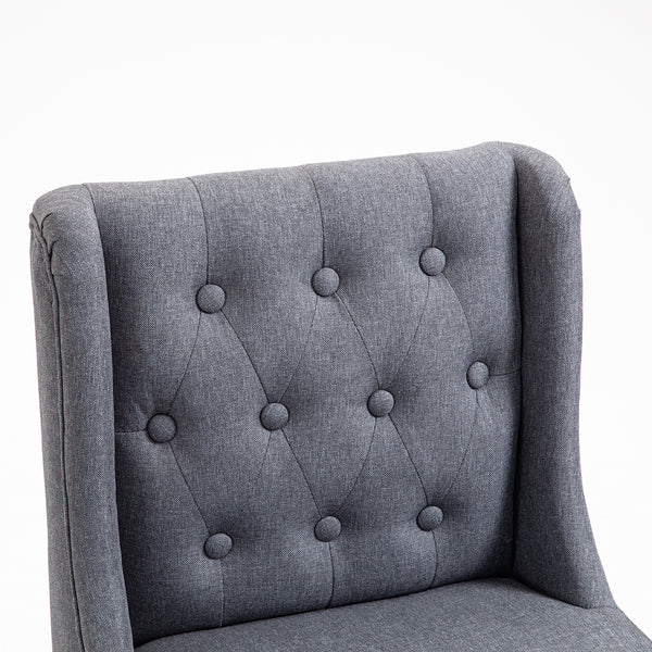 Harbury Set of 2 Buttoned Bar Stools (Light Grey Linen)