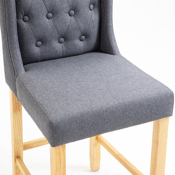 Harbury Set of 2 Buttoned Bar Stools (Light Grey Linen)