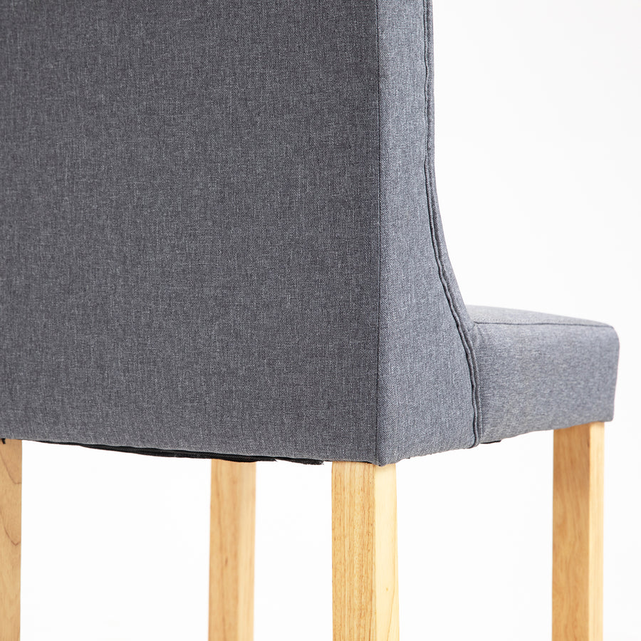 Harbury Set of 2 Buttoned Bar Stools (Light Grey Linen)