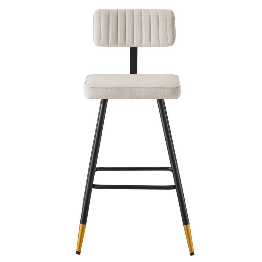 Charlecote Set of 2 Champagne Colour Velvet Upholstered Bar Stools