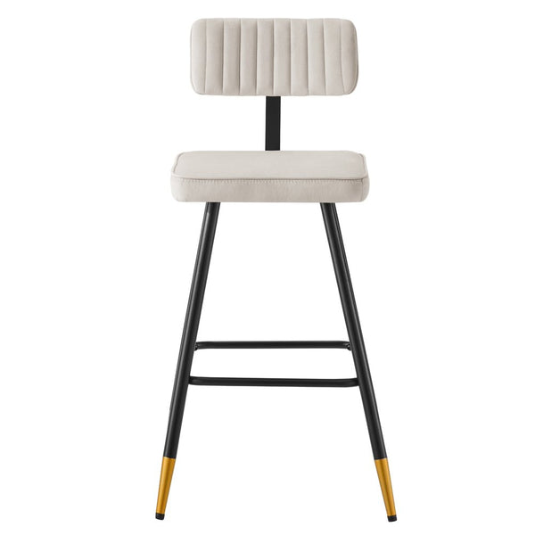 Charlecote Set of 2 Champagne Colour Velvet Upholstered Bar Stools