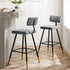 Charlecote Set of 2 Light Grey Fabric Upholstered Bar Stools - daals