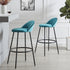 Barton Set of 2 Blue Velvet Upholstered Bar Stools with Contrast Piping - daals