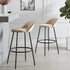 Barton Set of 2 Champagne Velvet Upholstered Bar Stools with Contrast Piping - daals