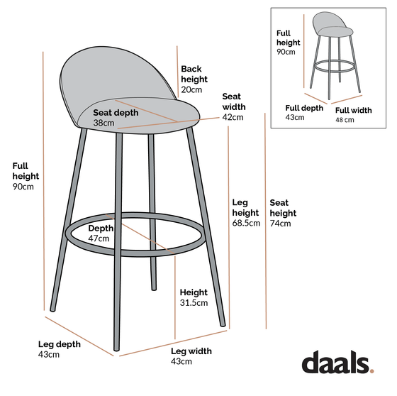 Barton Set of 2 Grey Velvet Upholstered Bar Stools with Contrast Piping