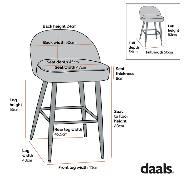 Miyae Set of 2 Pleated Charcoal Velvet Upholstered Counter Stools