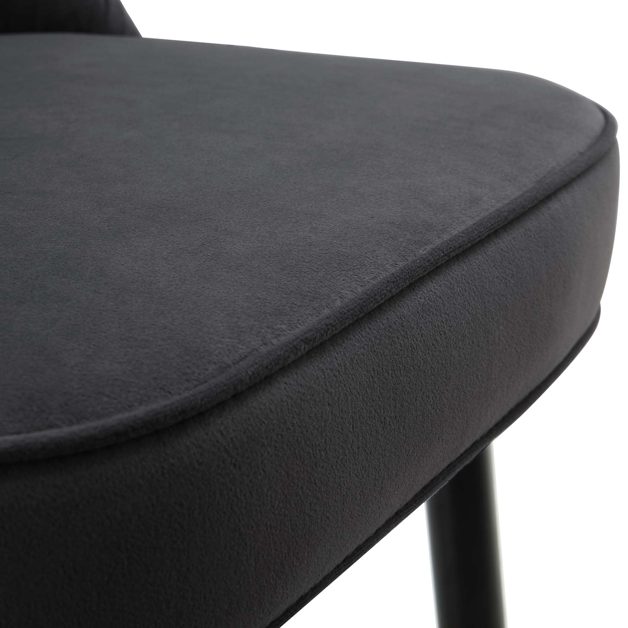 Miyae Set of 2 Pleated Charcoal Velvet Upholstered Counter Stools