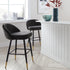 Miyae Set of 2 Pleated Charcoal Velvet Upholstered Counter Stools - daals