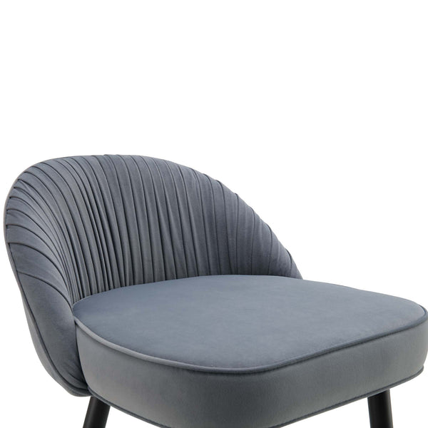 Miyae Set of 2 Pleated Light Grey Velvet Upholstered Counter Stools