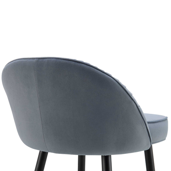 Miyae Set of 2 Pleated Light Grey Velvet Upholstered Counter Stools