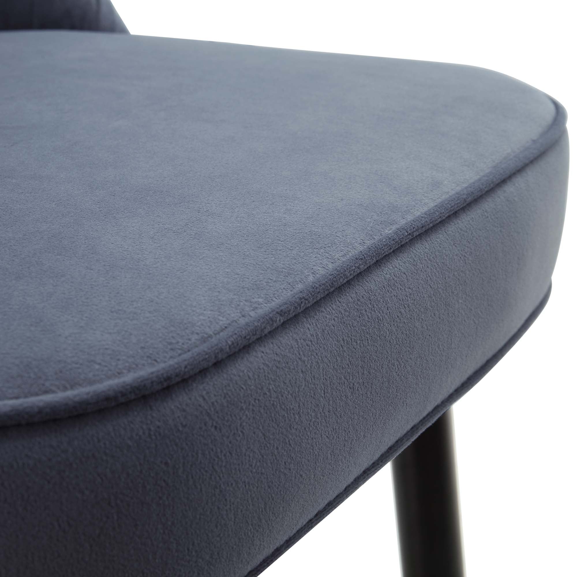 Miyae Set of 2 Pleated Light Grey Velvet Upholstered Counter Stools