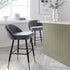 Miyae Set of 2 Pleated Light Grey Velvet Upholstered Counter Stools - daals