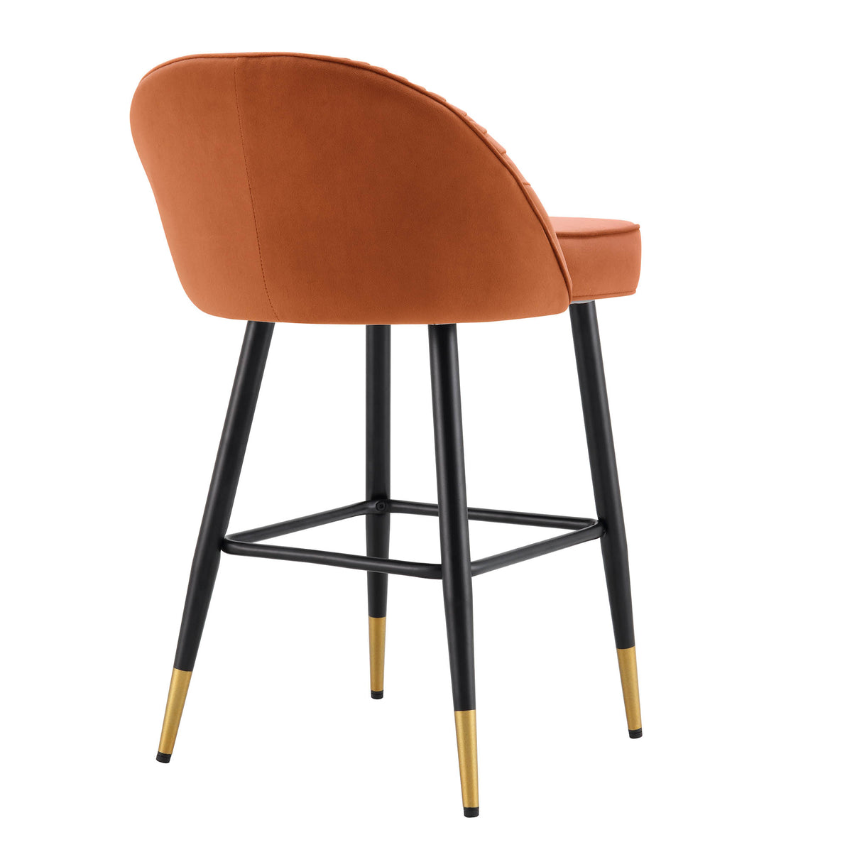 Library Stool Orange Miyae Set of 2 Pleated Burnt Orange Velvet Upholstered Counter Stools ...