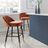 Miyae Set of 2 Pleated Burnt Orange Velvet Upholstered Counter Stools - daals