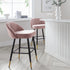 Miyae Set of 2 Pleated Pale Pink Velvet Upholstered Counter Stools - daals