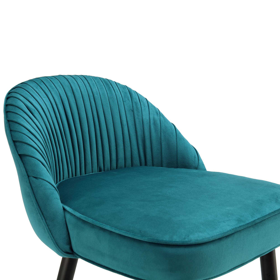 Miyae Set of 2 Pleated Teal Velvet Upholstered Counter Stools
