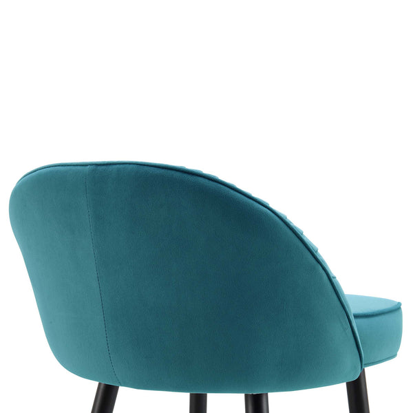 Miyae Set of 2 Pleated Teal Velvet Upholstered Counter Stools