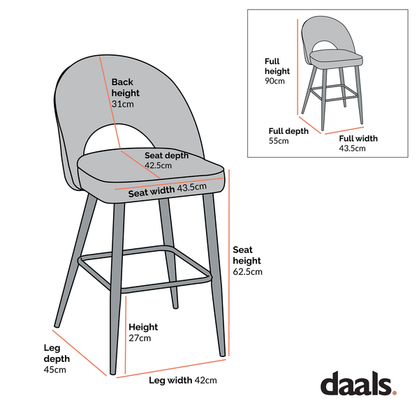 Oakley Set of 2 White Boucle Upholstered Counter Stools with Contrast Piping