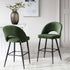 Oakley Set of 2 Dark Green Velvet Upholstered Counter Stools with Contrast Piping - daals