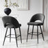 Oakley Set of 2 Dark Grey Velvet Upholstered Counter Stools with Contrast Piping - daals