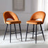 Oakley Set of 2 Orange Velvet Upholstered Counter Stools with Contrast Piping - daals