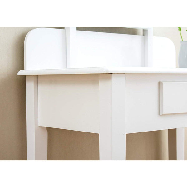 1-Drawer White Dressing Table with Stool & Single Square Mirror - daals