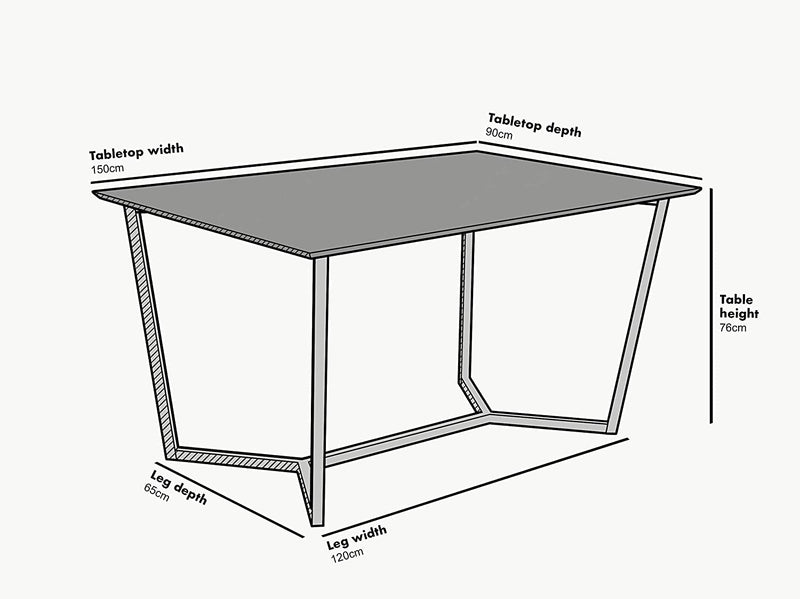 SIERRE 6 Seater Dark Oak Dining Table with Geometric Metal Legs