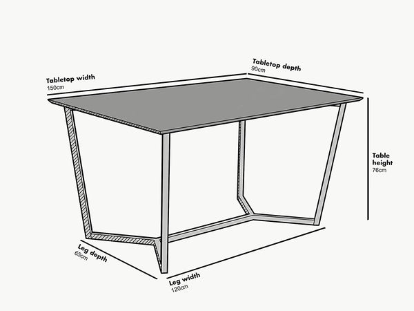 SIERRE 6 Seater Dark Oak Dining Table with Geometric Metal Legs