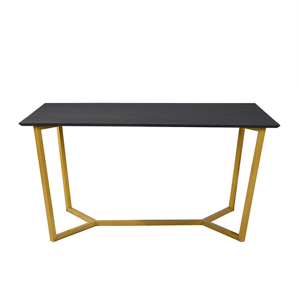 SIERRE 6 Seater Dark Oak Dining Table with Geometric Metal Legs