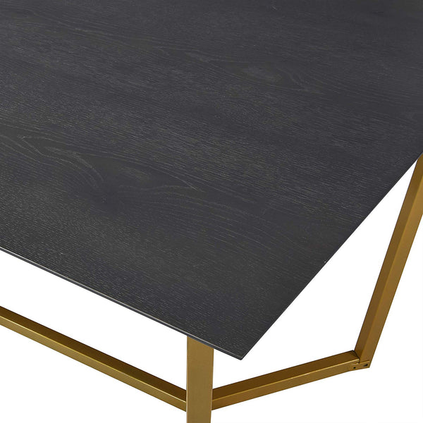 SIERRE 6 Seater Dark Oak Dining Table with Geometric Metal Legs