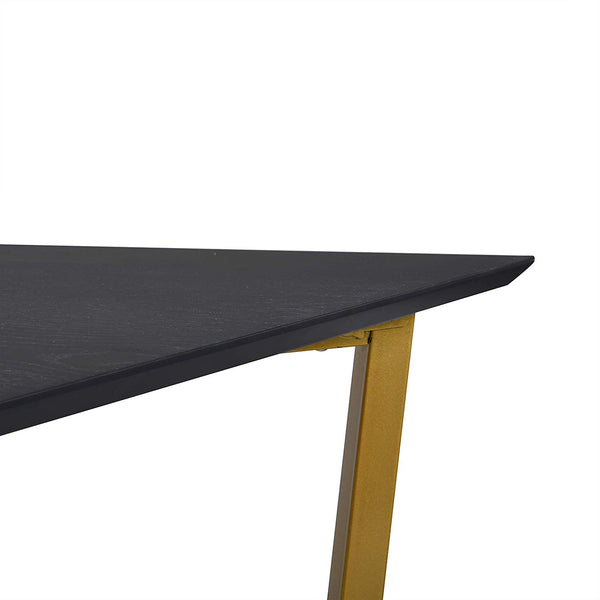 SIERRE 6 Seater Dark Oak Dining Table with Geometric Metal Legs