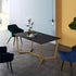 SIERRE 6 Seater Dark Oak Dining Table with Geometric Metal Legs - daals